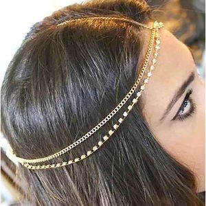Gold headband chain hair jewelry